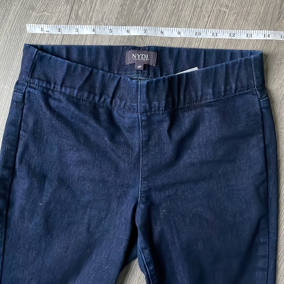 NYDJ Petite Pull up Skinny Dark Blue Denim Ankle Pull On Pant with slits. - Picture 6 of 9